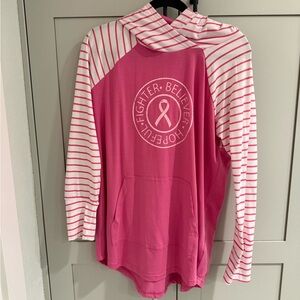 LuLaRoe Amber (Pink and White Striped Women's Hoodie)